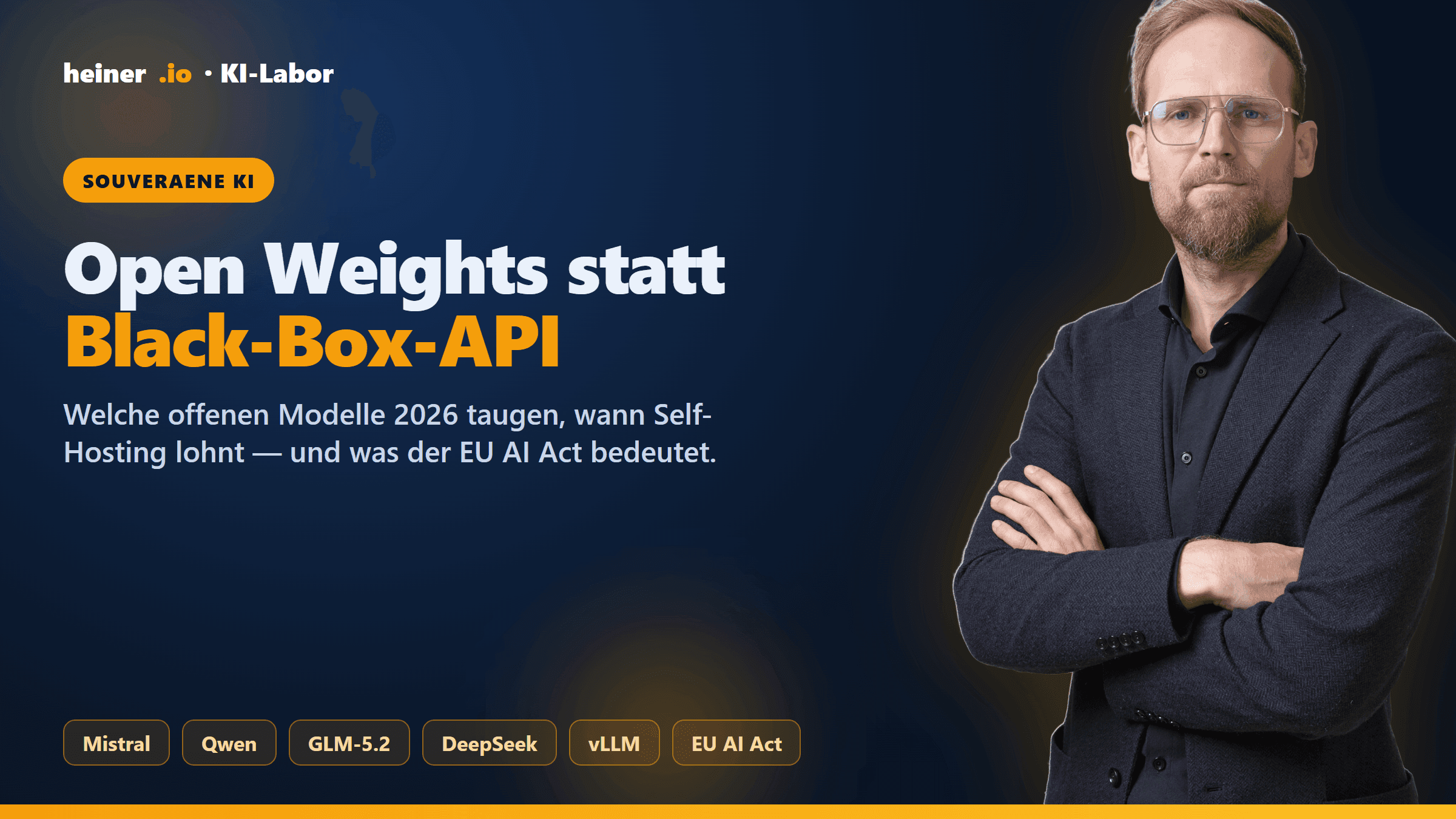 Open LLMs & souveräne KI — André Heiner erklärt, welche offenen Modelle (Mistral, Qwen, GLM, DeepSeek) 2026 taugen und wann Self-Hosting statt Black-Box-API lohnt