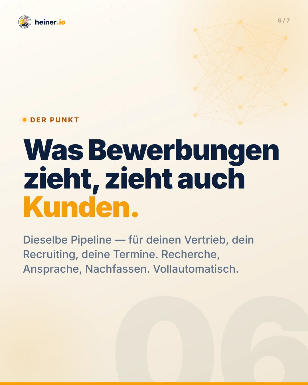 Beispiel-Slide 6 von 7 — heiner.io LinkedIn-Karussell zur AZAV-Akquise