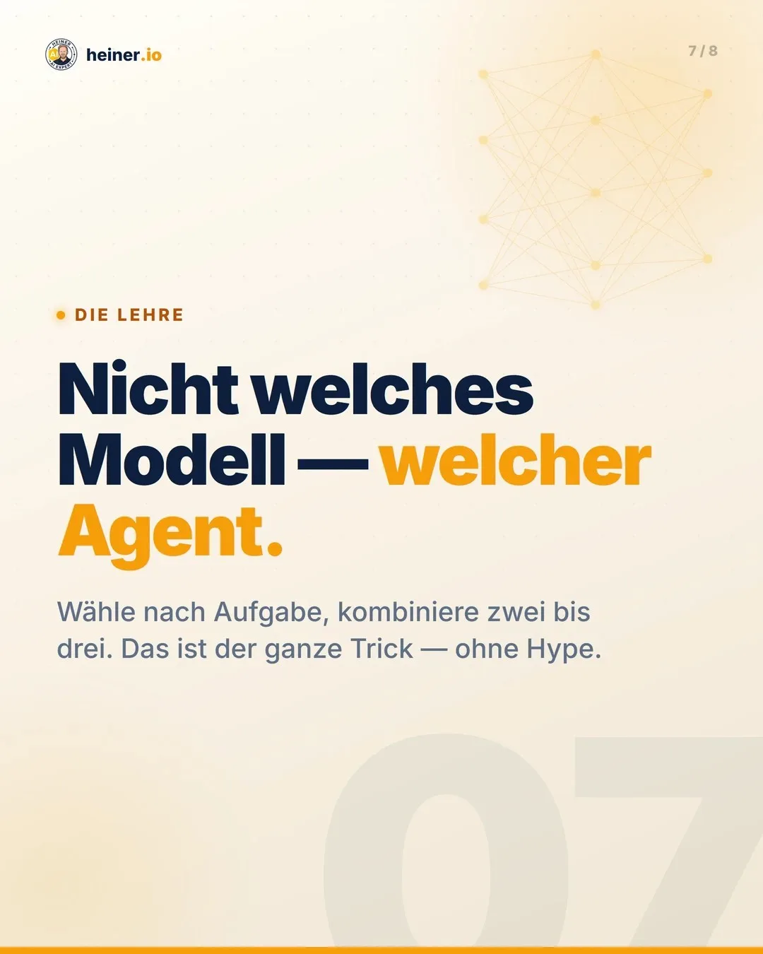 Slide 7 von 8 — KI-Coding-Agents-Vergleich 2026 als LinkedIn-Karussell aus der heiner.io Karussell-Fabrik