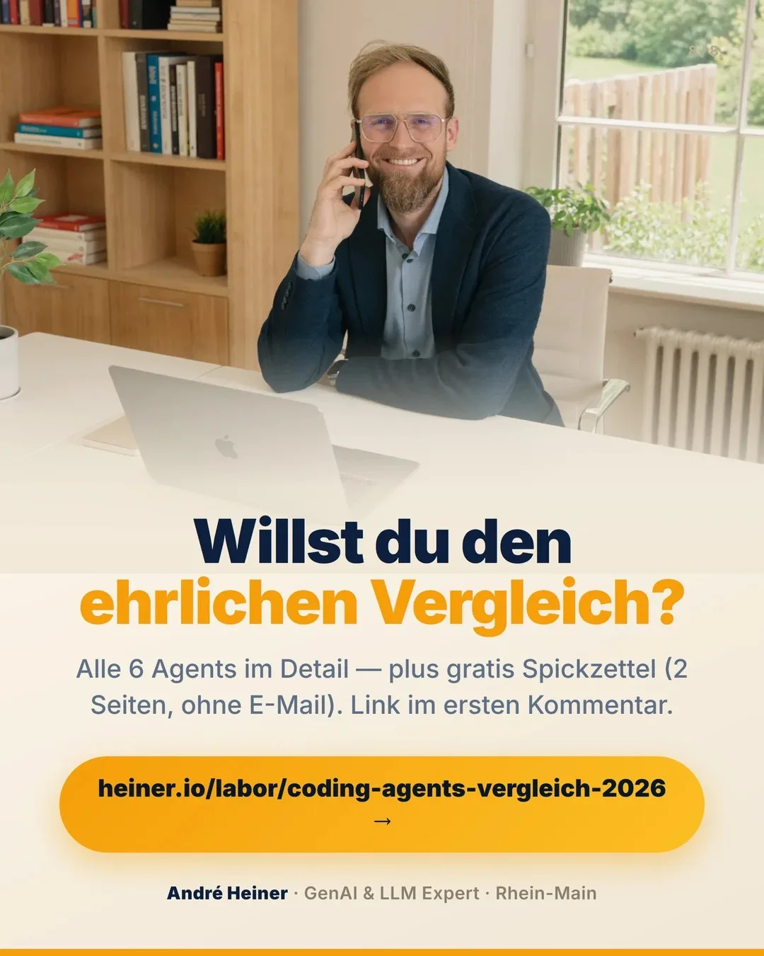 Slide 8 von 8 — KI-Coding-Agents-Vergleich 2026 als LinkedIn-Karussell aus der heiner.io Karussell-Fabrik
