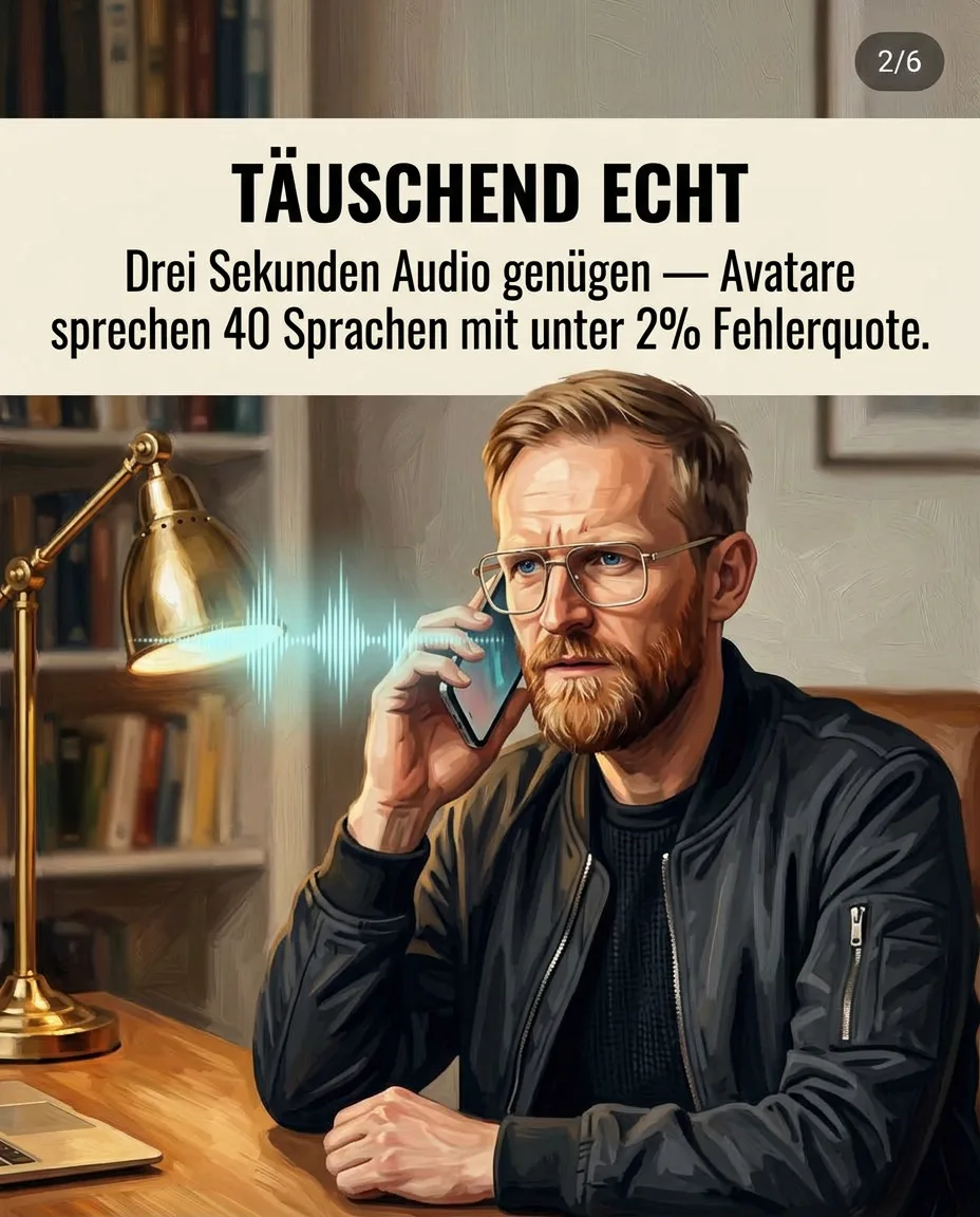 Beispiel-Slide 2 von 6 aus der Karussell-Fabrik — gemaltes KI-Karussell im heiner.io-Stil